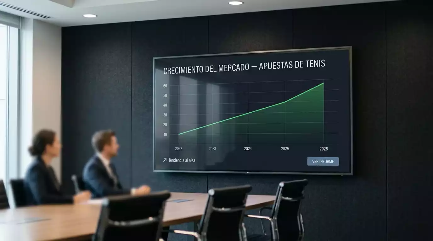 Gráfico de crecimiento del mercado de apuestas deportivas con línea ascendente y datos globales